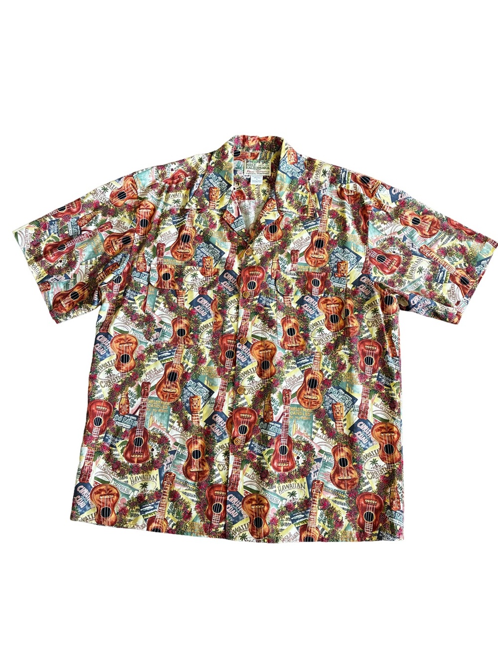 Vintage Reyn Spooner Mele Kalikimaka Ukulele Christmas Hawaiian Shirt L